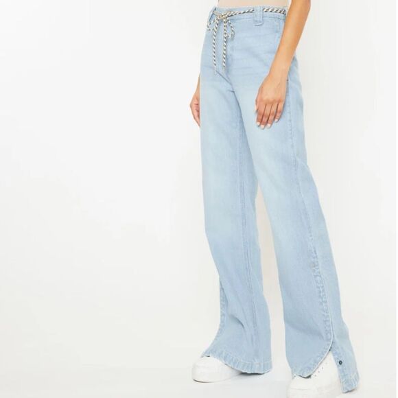 KanCan Winona Ultra High Rise 90’s Flare Boyfriend Snap Jeans Blue Size 27 - Picture 2 of 14